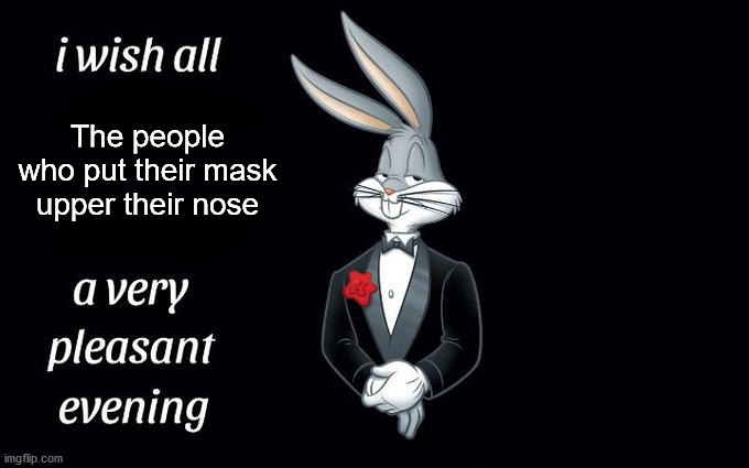 I wish all the X a very pleasant evening | The people who put their mask upper their nose | image tagged in i wish all the x a very pleasant evening | made w/ Imgflip meme maker