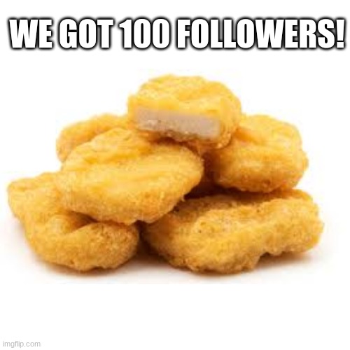All hail the chicken nuggies | WE GOT 100 FOLLOWERS! | image tagged in chicken nuggets | made w/ Imgflip meme maker