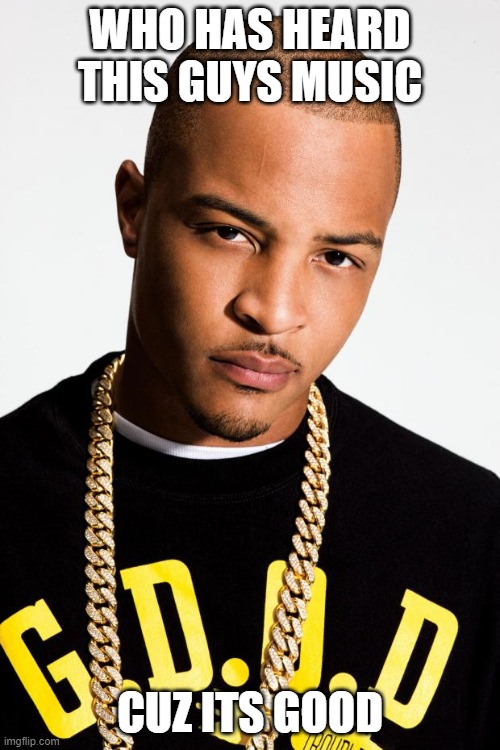 T.I. | WHO HAS HEARD THIS GUYS MUSIC; CUZ ITS GOOD | image tagged in t i | made w/ Imgflip meme maker