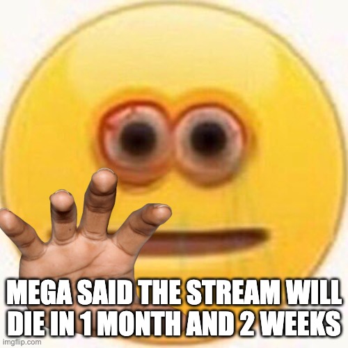 protect it | MEGA SAID THE STREAM WILL DIE IN 1 MONTH AND 2 WEEKS | image tagged in cursed grabbing | made w/ Imgflip meme maker