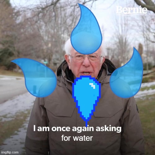 Bernie I Am Once Again Asking For Your Support Meme | for water | image tagged in memes,bernie i am once again asking for your support | made w/ Imgflip meme maker