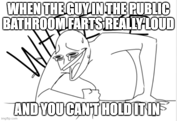 but actually | WHEN THE GUY IN THE PUBLIC BATHROOM FARTS REALLY LOUD; AND YOU CAN'T HOLD IT IN | image tagged in wheeze | made w/ Imgflip meme maker