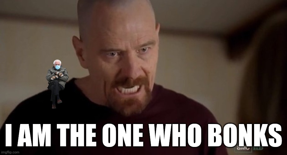 When cheems tries to bonk the  wrong hombre... | I AM THE ONE WHO BONKS | image tagged in i am the one who knocks,i am the one who bonks,bonk,cheems,pwnage,bernie | made w/ Imgflip meme maker