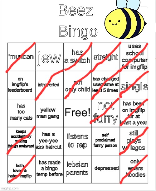 ye | image tagged in beez bingo | made w/ Imgflip meme maker