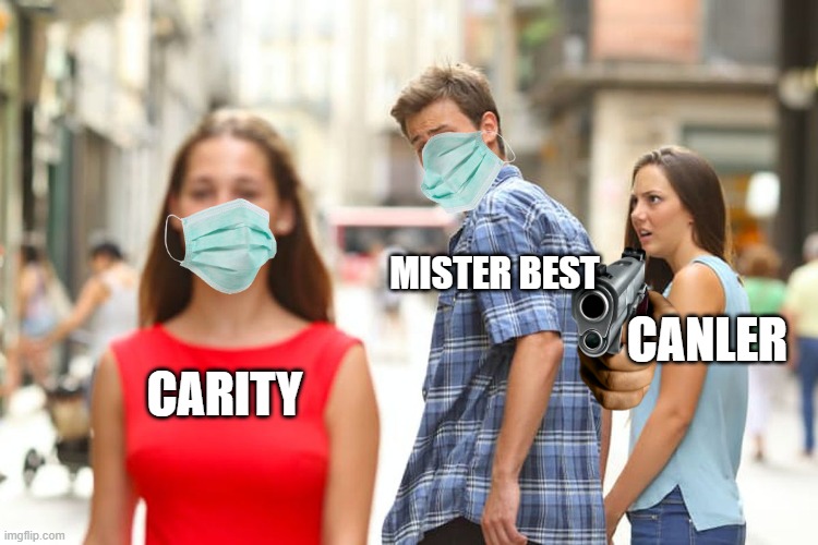 Distracted Boyfriend Meme | MISTER BEST; CANLER; CARITY | image tagged in memes,distracted boyfriend | made w/ Imgflip meme maker