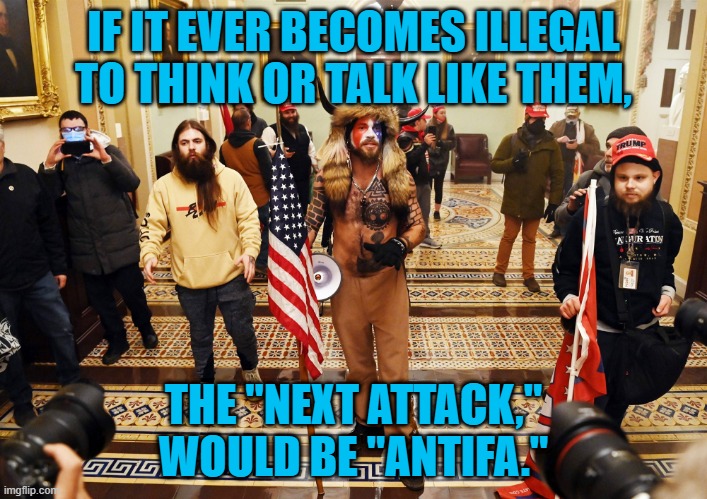 Their "Free Speech," Ended As They Crossed The Barricades. | IF IT EVER BECOMES ILLEGAL TO THINK OR TALK LIKE THEM, THE "NEXT ATTACK," WOULD BE "ANTIFA." | image tagged in politics | made w/ Imgflip meme maker