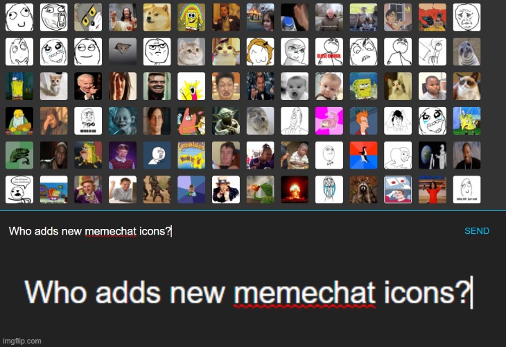 These icons are super fun and I keep seeing new ones added. Noice! | image tagged in memechat icons,new feature,feature,imgflip,imgflip community,icons | made w/ Imgflip meme maker