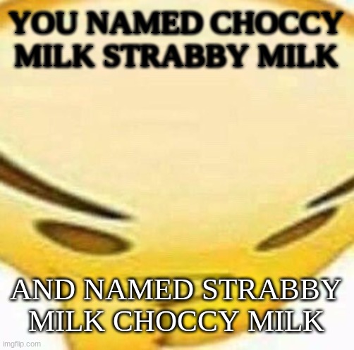 HMMMMMMM | YOU NAMED CHOCCY MILK STRABBY MILK AND NAMED STRABBY MILK CHOCCY MILK | image tagged in hmmmmmmm | made w/ Imgflip meme maker