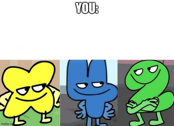 BFB Smug | YOU: | image tagged in bfb smug | made w/ Imgflip meme maker