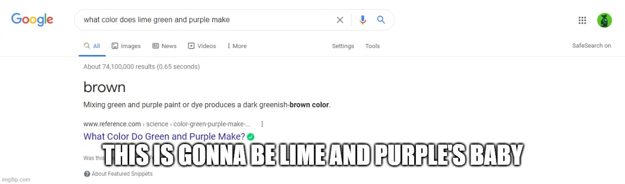 Wait, Don't we already have a Brown_Official in here? | THIS IS GONNA BE LIME AND PURPLE'S BABY | made w/ Imgflip meme maker