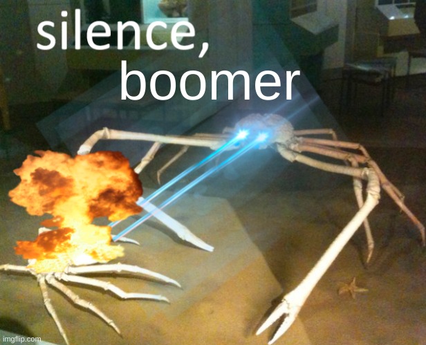 Silence Crab | boomer | image tagged in silence crab | made w/ Imgflip meme maker