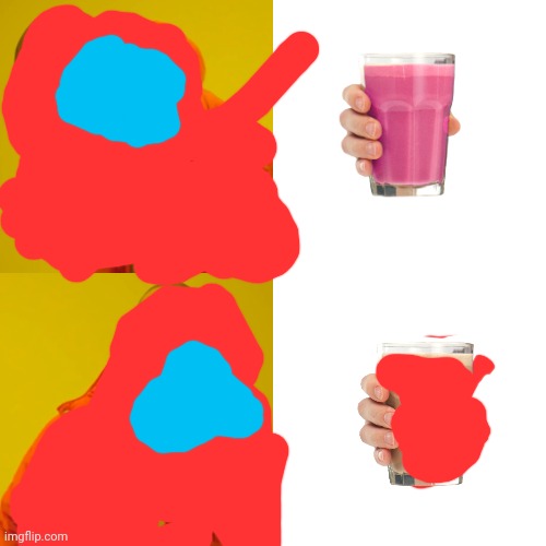 Have some red milk | image tagged in memes,drake hotline bling,among us | made w/ Imgflip meme maker