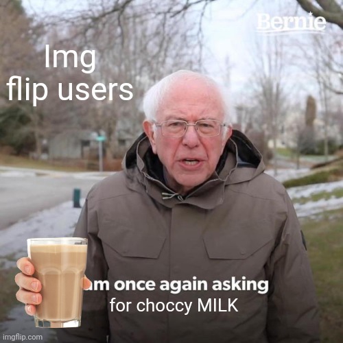 Bernie I Am Once Again Asking For Your Support | Img flip users; for choccy MILK | image tagged in memes,bernie i am once again asking for your support | made w/ Imgflip meme maker