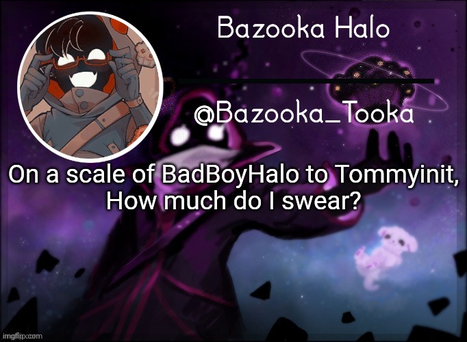 I'd say philza | On a scale of BadBoyHalo to Tommyinit,
How much do I swear? | image tagged in bazooka's bbh template | made w/ Imgflip meme maker