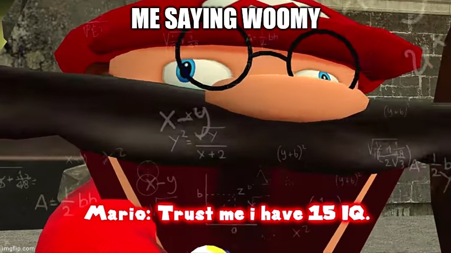 Trust me I have 15 IQ | ME SAYING WOOMY | image tagged in trust me i have 15 iq | made w/ Imgflip meme maker