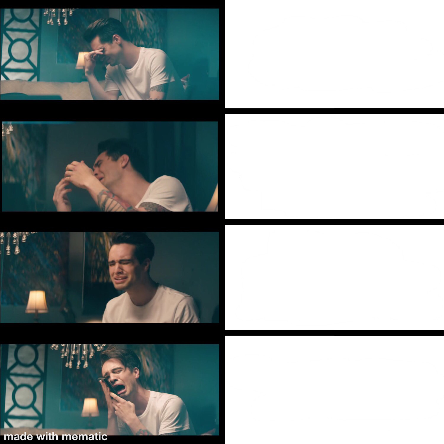 Increasingly Crying Brendon Urie Blank Meme Template