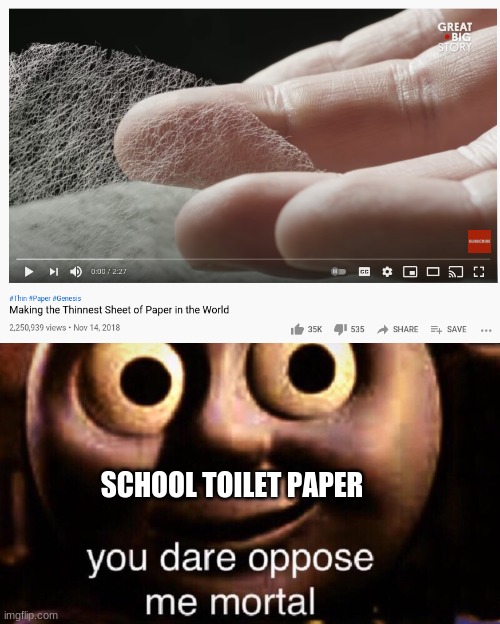 You dare oppose me mortal?? | SCHOOL TOILET PAPER | image tagged in you dare oppose me mortal | made w/ Imgflip meme maker