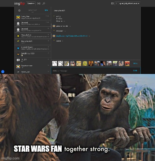 STAR WARS FAN | image tagged in ape together strong | made w/ Imgflip meme maker
