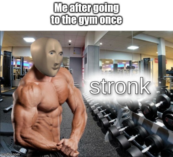 So stronk | Me after going to the gym once | image tagged in stronks | made w/ Imgflip meme maker