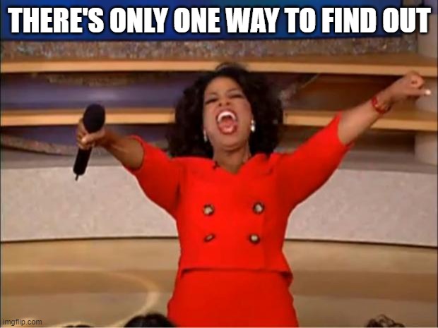 Oprah You Get A Meme | THERE'S ONLY ONE WAY TO FIND OUT | image tagged in memes,oprah you get a | made w/ Imgflip meme maker