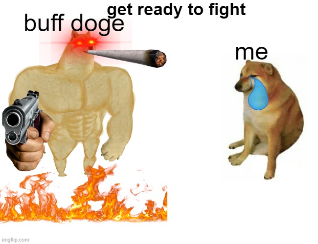 Buff Doge vs. Cheems | get ready to fight; buff doge; me | image tagged in memes,buff doge vs cheems | made w/ Imgflip meme maker