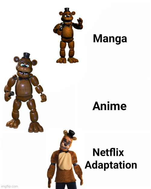 ? | image tagged in manga anime netflix adaption,five nights at freddys,fnaf | made w/ Imgflip meme maker