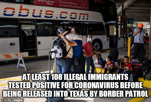 here we go | AT LEAST 108 ILLEGAL IMMIGRANTS TESTED POSITIVE FOR CORONAVIRUS BEFORE BEING RELEASED INTO TEXAS BY BORDER PATROL | image tagged in here we go | made w/ Imgflip meme maker