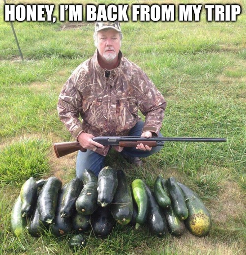 Vegan Hunting | HONEY, I’M BACK FROM MY TRIP | image tagged in vegan hunting | made w/ Imgflip meme maker