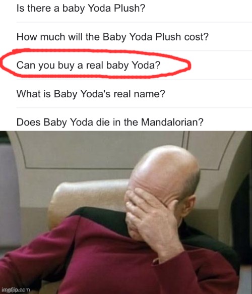Really? | image tagged in baby yoda,the mandalorian,star wars | made w/ Imgflip meme maker