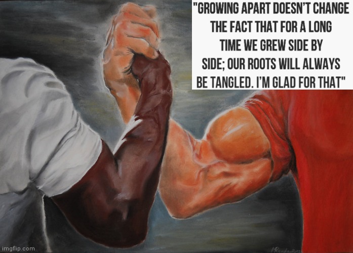 We grew together | image tagged in memes,epic handshake,racism | made w/ Imgflip meme maker