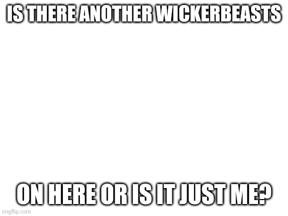 Hey..... | IS THERE ANOTHER WICKERBEASTS; ON HERE OR IS IT JUST ME? | image tagged in blank white template,furries | made w/ Imgflip meme maker