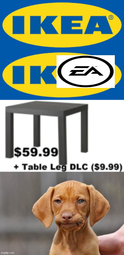 Can Sweden fix this??? (Note from mod: so true) | image tagged in dissapointed puppy,ikea,electronic arts | made w/ Imgflip meme maker