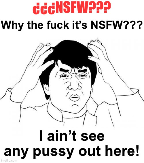 Jackie Chan WTF Meme | ¿¿¿NSFW??? Why the fuck it’s NSFW??? I ain’t see any pussy out here! | image tagged in memes,jackie chan wtf | made w/ Imgflip meme maker