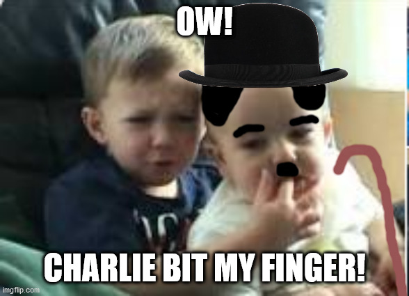 Charlie Bit My Finger | OW! CHARLIE BIT MY FINGER! | image tagged in charlie bit my finger | made w/ Imgflip meme maker