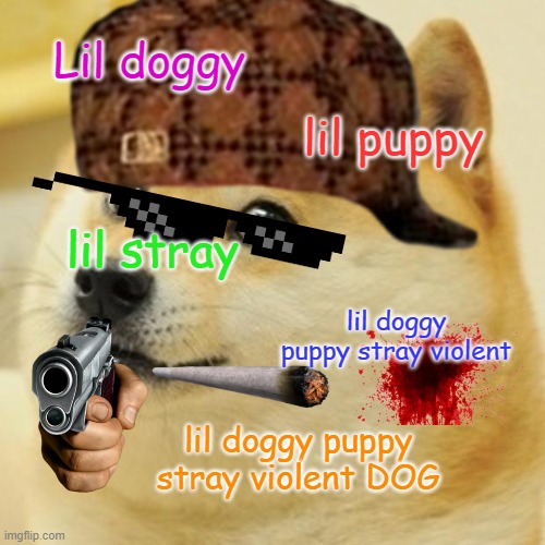 High Quality Lil Doggy puppy stray violent DOG Blank Meme Template