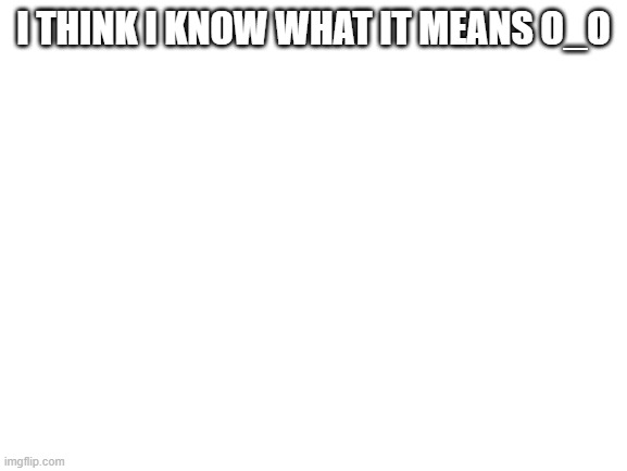 Blank White Template | I THINK I KNOW WHAT IT MEANS O_O | image tagged in blank white template | made w/ Imgflip meme maker