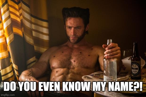 Wolverine depressed | DO YOU EVEN KNOW MY NAME?! | image tagged in wolverine depressed | made w/ Imgflip meme maker