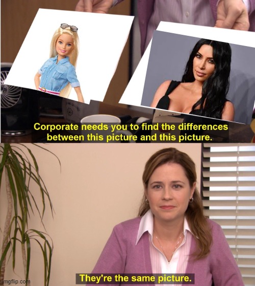 kim is a barbie!! | image tagged in memes,they're the same picture | made w/ Imgflip meme maker