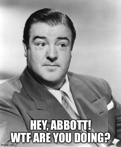 Lou Costello  | HEY, ABBOTT!
WTF ARE YOU DOING? | image tagged in lou costello | made w/ Imgflip meme maker