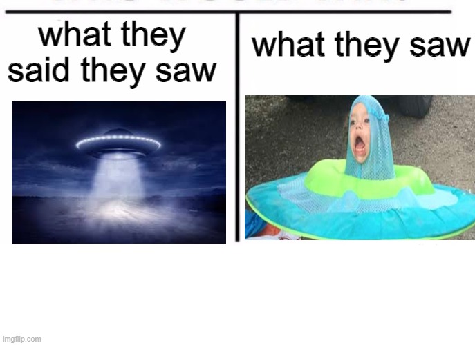 comparison table | what they saw; what they said they saw | image tagged in comparison table | made w/ Imgflip meme maker