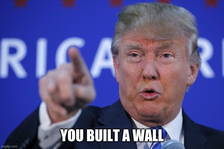 I will build a wall | YOU BUILT A WALL | image tagged in i will build a wall | made w/ Imgflip meme maker
