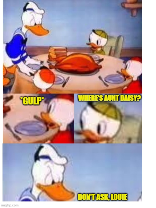 Daisy? | WHERE'S AUNT DAISY? *GULP*; DON'T ASK, LOUIE | image tagged in blank space | made w/ Imgflip meme maker