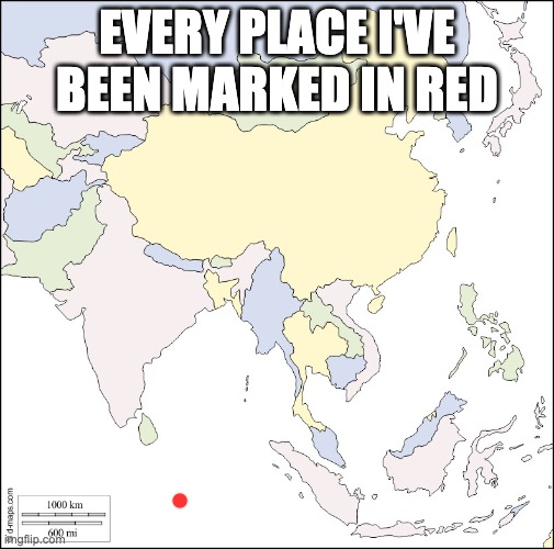 Asia Map | EVERY PLACE I'VE BEEN MARKED IN RED | image tagged in asia map | made w/ Imgflip meme maker