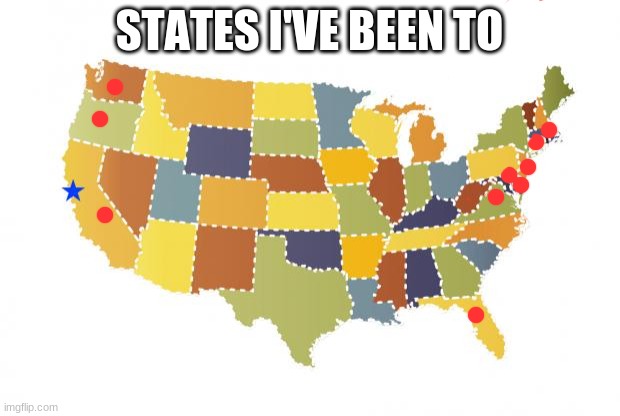 us maps | STATES I'VE BEEN TO | image tagged in us maps | made w/ Imgflip meme maker