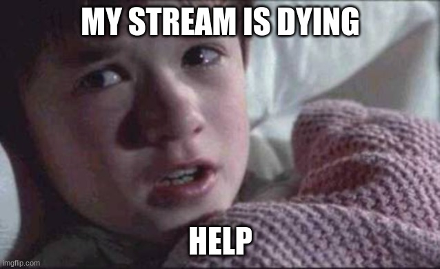 I See Dead People | MY STREAM IS DYING; HELP | image tagged in memes,i see dead people | made w/ Imgflip meme maker