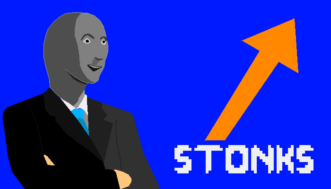 Stonks Remade Pixelart Blank Meme Template