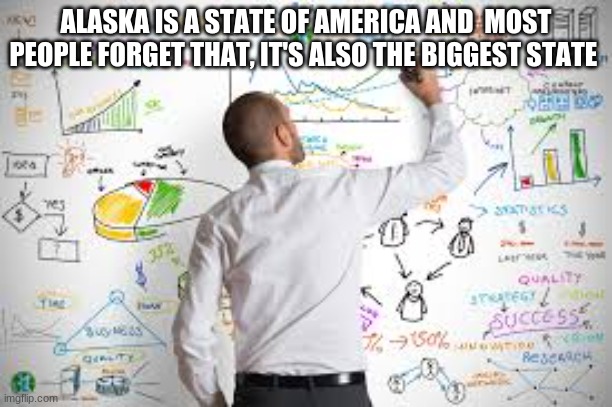 Statistics  | ALASKA IS A STATE OF AMERICA AND  MOST PEOPLE FORGET THAT, IT'S ALSO THE BIGGEST STATE | image tagged in statistics | made w/ Imgflip meme maker