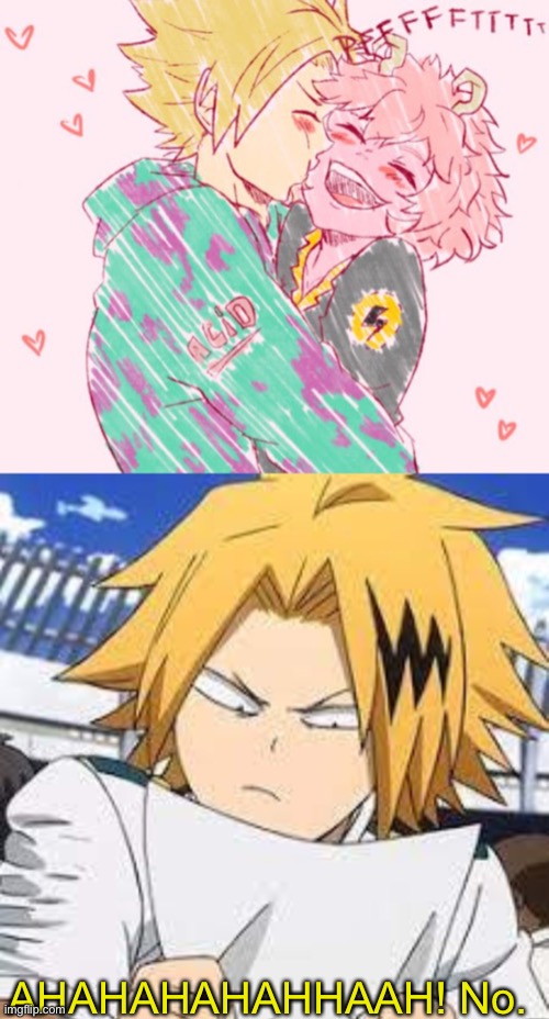 Whoever created this better square tf up | AHAHAHAHAHHAAH! No. | image tagged in kamimina,no,denki,mina | made w/ Imgflip meme maker