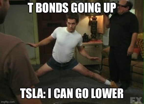 I Can Go Lower | T BONDS GOING UP; TSLA: I CAN GO LOWER | image tagged in i can go lower | made w/ Imgflip meme maker