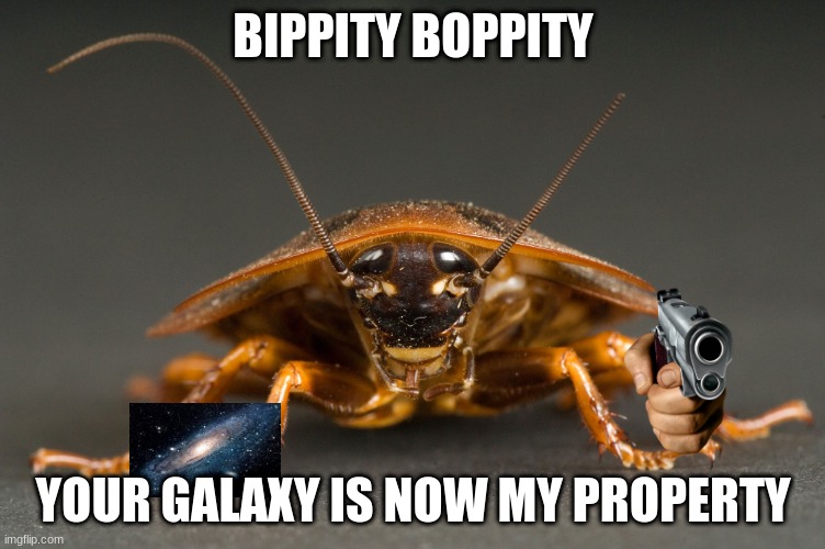 Men In Black Movie In A Nutshell: | BIPPITY BOPPITY; YOUR GALAXY IS NOW MY PROPERTY | image tagged in mib,men in black meme,cockroach,hippity hoppity you're now my property | made w/ Imgflip meme maker